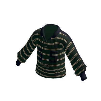Striped Collared Sweater w/ 55 Print (Green)