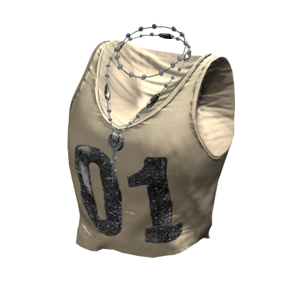 Retro Tank Top w/ Boho Necklace (Beige)