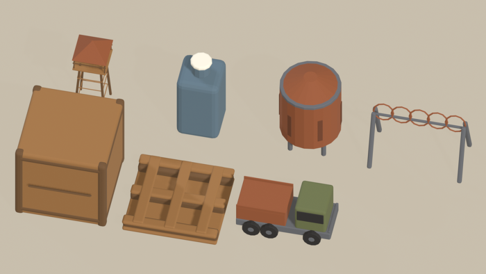 Low Poly Post Apocalyptic Wasteland Props Pack x55 preview 10