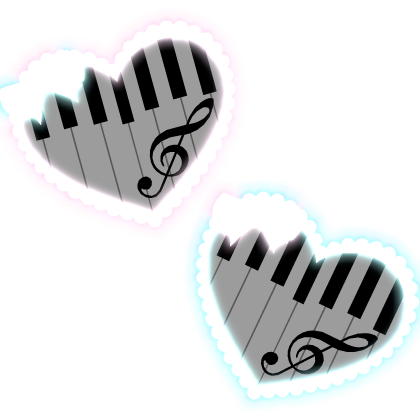 ♫ :  (glowing) cute ruffled heart piano clips Roblox item