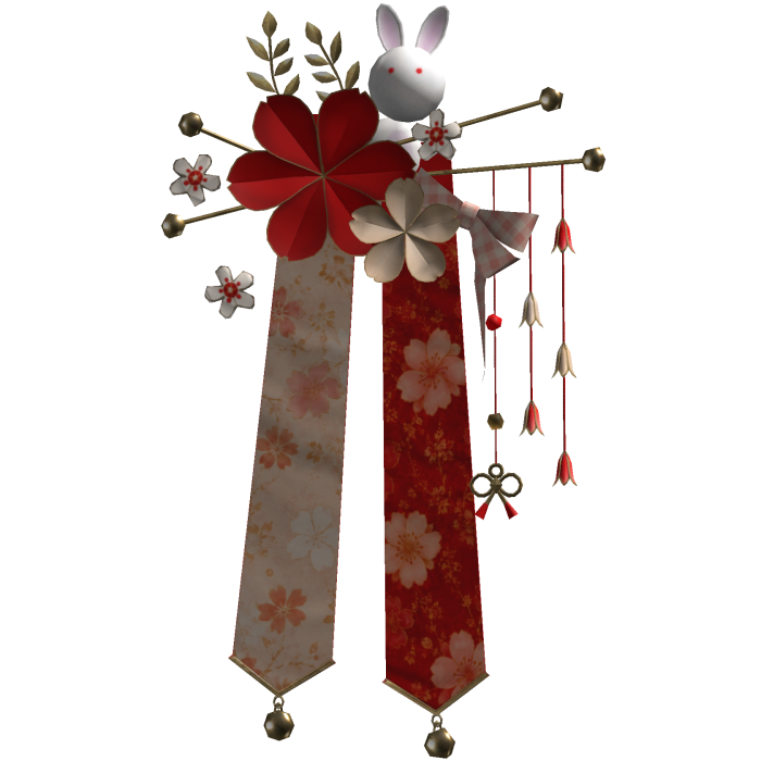 Bright Red & Gold Sakura Japanese Flower Hairclip