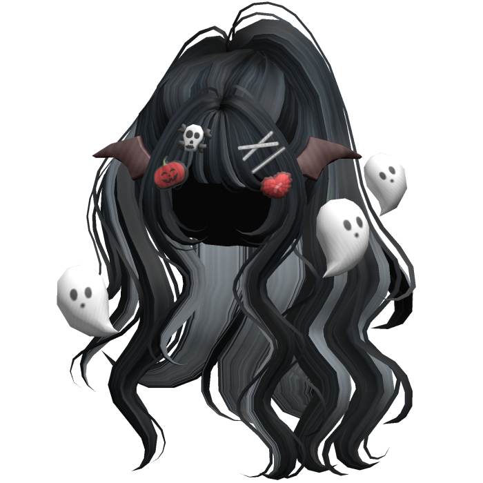 Black&Grey Halloween Hairclips Wavy Half Down