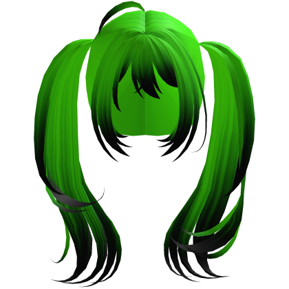 Green Big long anime tails egirl cute kawaii