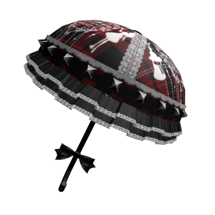 -♢ Red EGL Mori Kei Gothic Plaid Umbrella - Roblox item