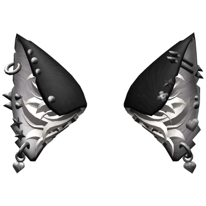 Heavily Pierced Black Cat Ears 2