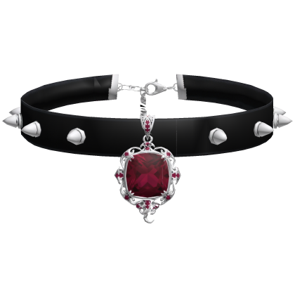 black gothic choker w/ red ruby