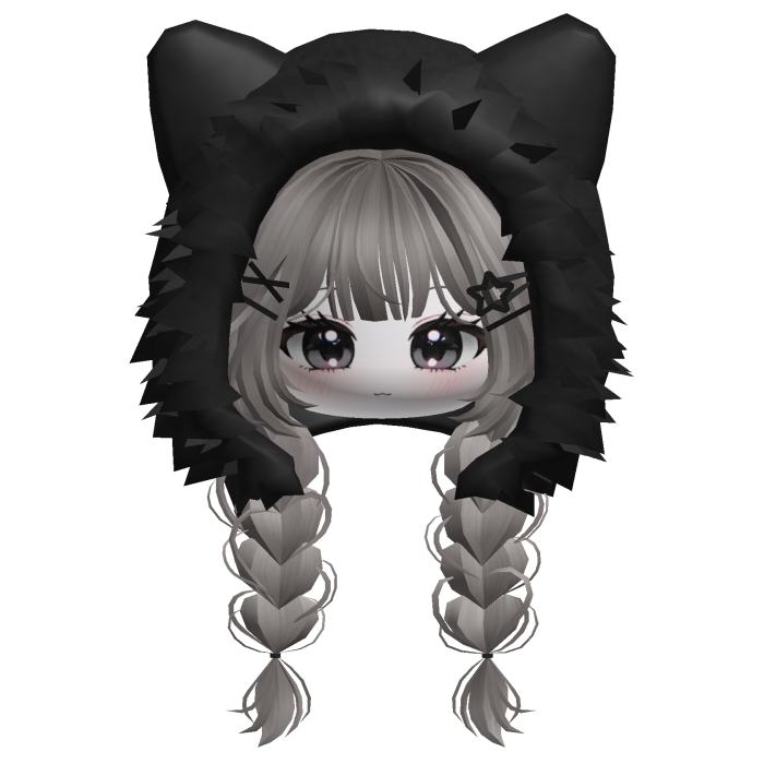 🍀Cute Girl Braided w/ Fur Hood(Ash&Black)