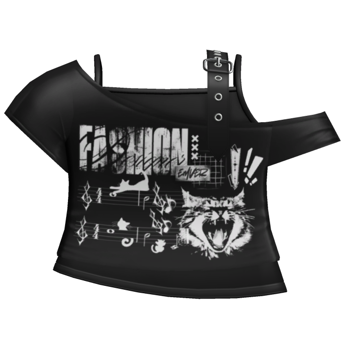 black emo grunge off shoulder cat shirt