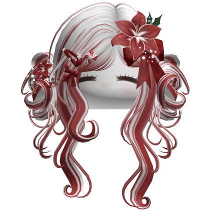 ♡ Christmas Flowery Twin Buns (White & Red)