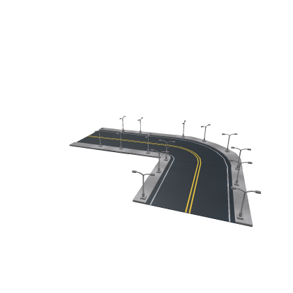 long road curve with lights