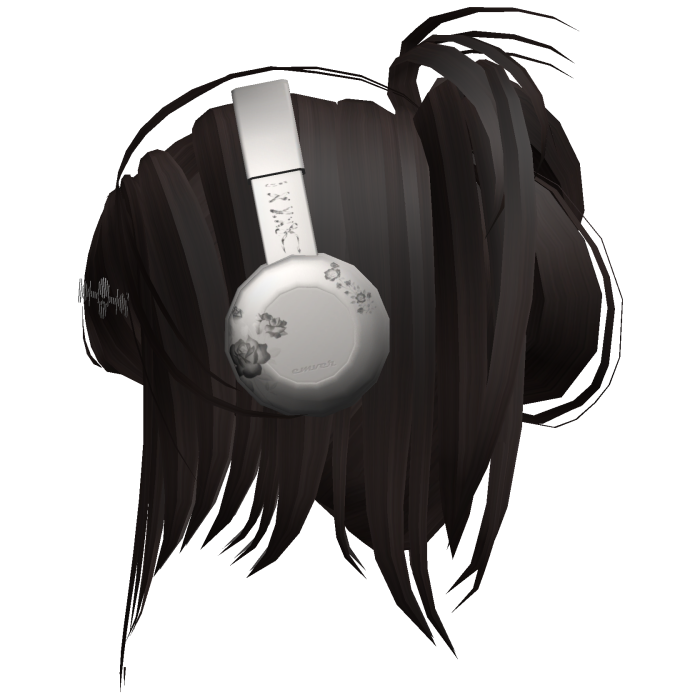 brown messy y2k hair with headphones