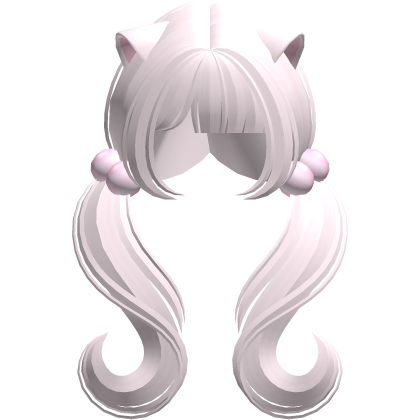 ♡ kawaii moe wavy pigtails w cat ears (light pink)