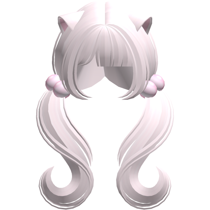 ♡ kawaii moe wavy pigtails w cat ears (light pink)