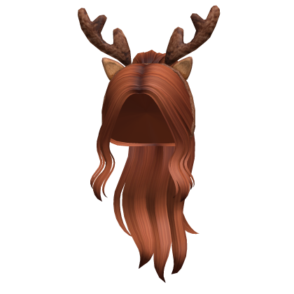 Christmas Ponytail Hair w/ Reindeer Ears (Ginger) Roblox item
