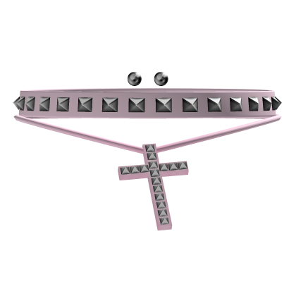 ⛧ gothic pink emo studded cross choker Roblox item