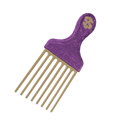 Purple gold oversized hair pick Roblox item
