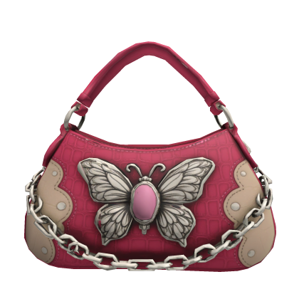 Hot pink silver butterfly shoulder bag