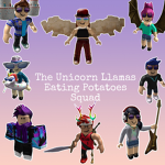Unicorn Llamas eating potatoes squad