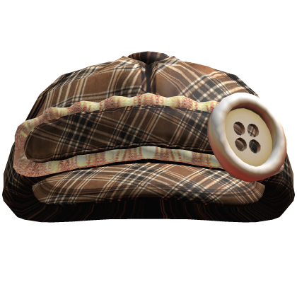 Ruffled Buttoned Cap (Soft Brown Gingham)