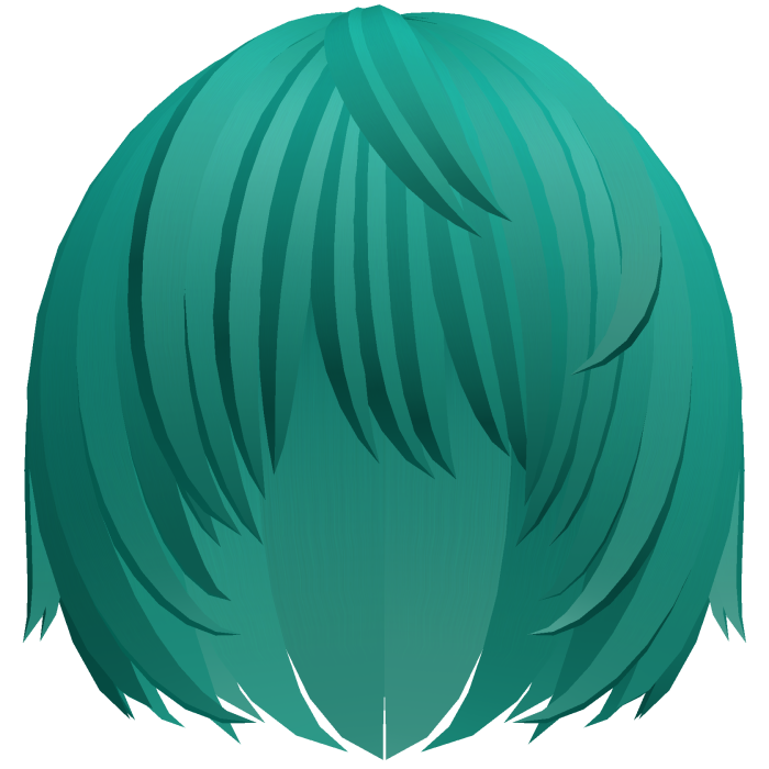 (^ ×ᆺ× ^) emo nyan anime boy hair in miku green