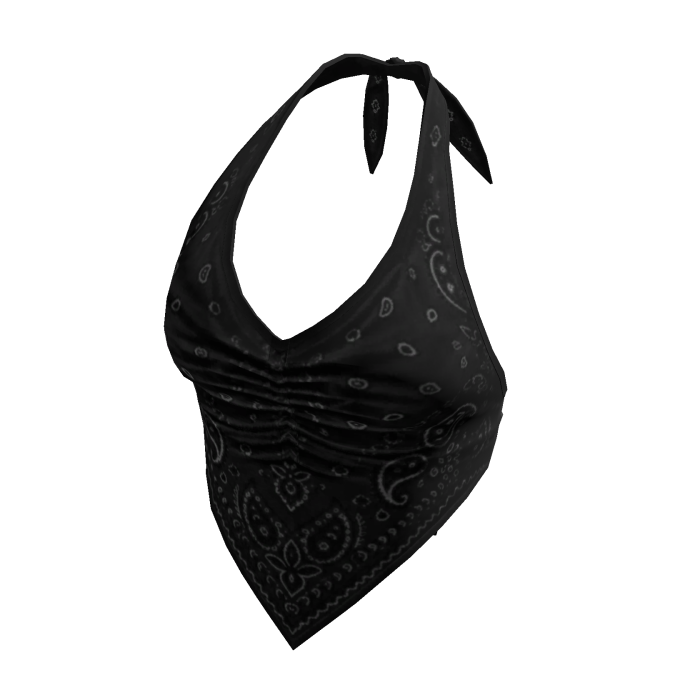 Paisley Halter Top with Pointed Hem (Black)