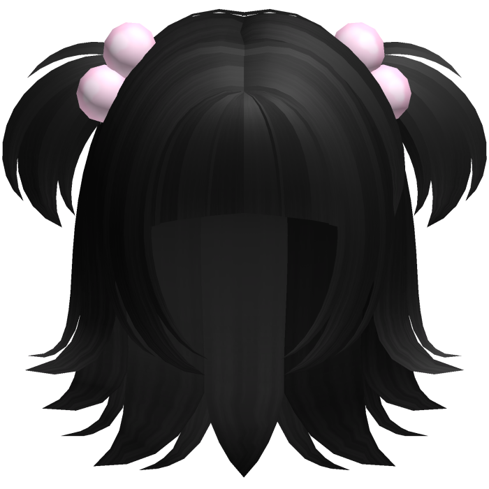 ♡ : fluffy black wolfcut hair w/ mini pigtails