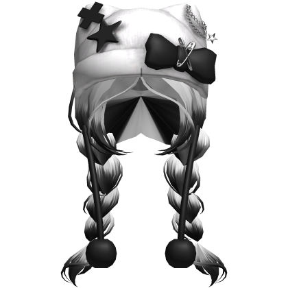 Cute Winter Braids w/ Beanie (White&Black) Roblox item