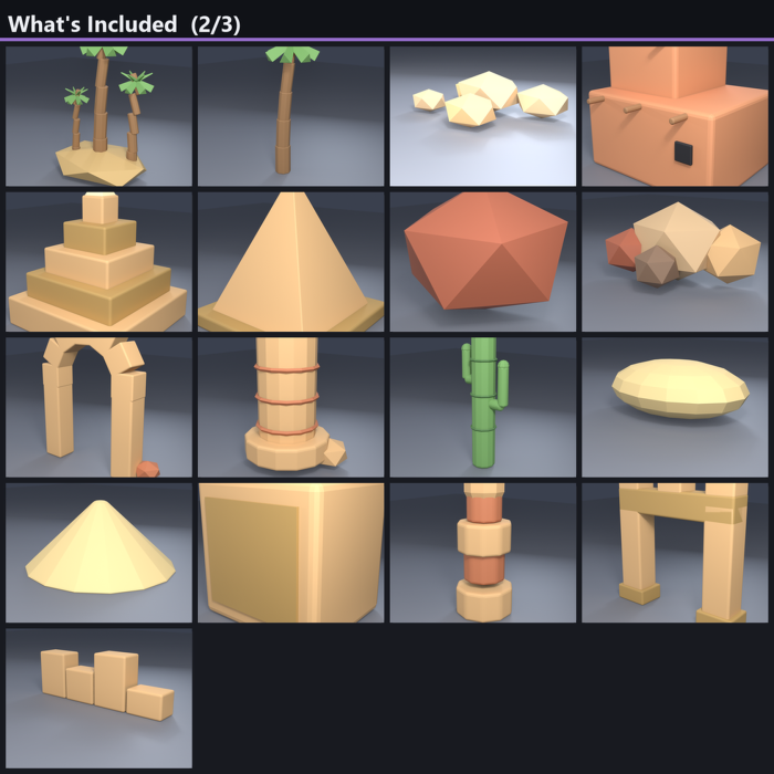 Low Poly Desert Ruins Pack x50 Pyramid Oasis preview 4
