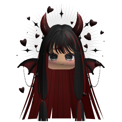Cute Demonic Wings Heart Hair (Black&Red)