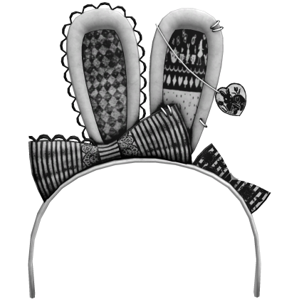 White Emo Vkei Bow Bunny Ears Headband Roblox item