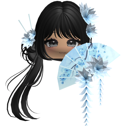 Side Ponytail w/ Cherry Blossoms & Fan
