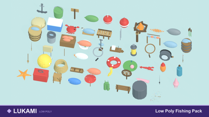 Low Poly Fishing Pack x58 preview 1