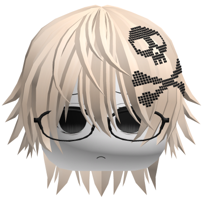 Emo Vkei Moe Boy Hair w Skull + Glasses Beige