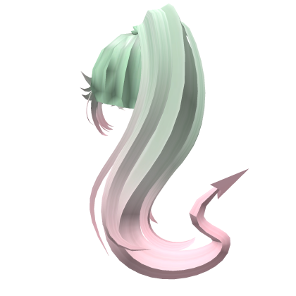 devil ponytail - green & pink