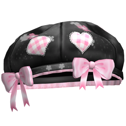 Kawaii Patchwork Bow Beret Black&Pink