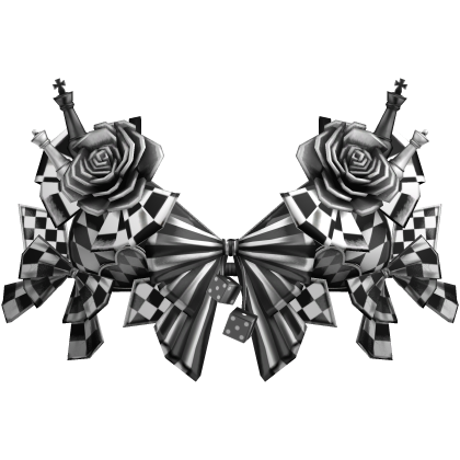 Checkered Chess Piece Corset Top w Roses in White