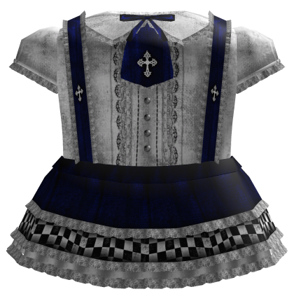 Emo Moe Gothic Cross Uniform Dress Blue