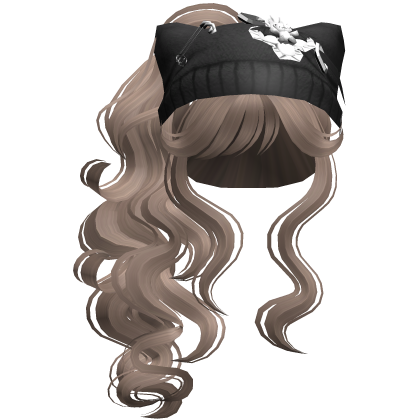 Cat Beanie Y2K Curly Ponytail Hair Milktea Roblox item