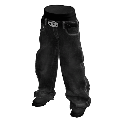 Black Distressed Designer Jeans w Boots Roblox catalog item