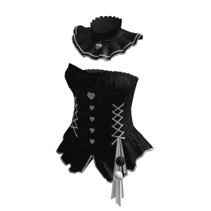 Coquette Heart Lace Up Corset Top (Black)
