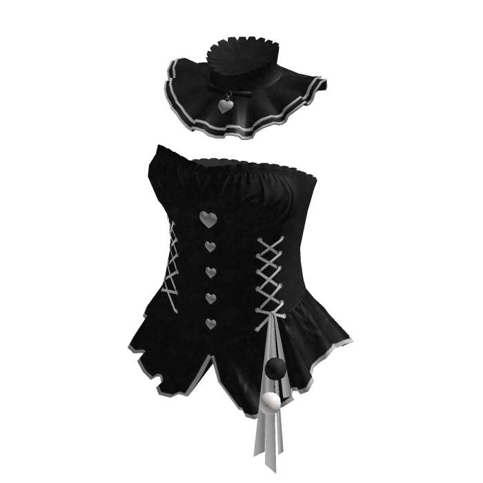 Coquette Heart Lace Up Corset Top (Black)