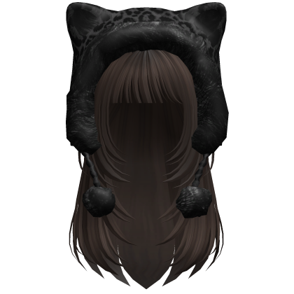 Dark Brown Layered Hair w Kitty Hood