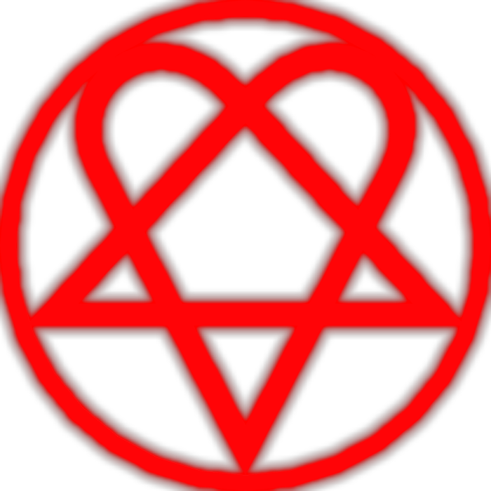 ⛧glowing heartagram forehead sigil in red