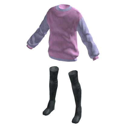 Oversized Jumper With Boots - Pink Blue