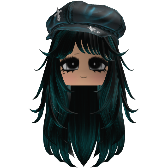 Korblox Y2K Straight Hair w/ Beret & Chibi Face