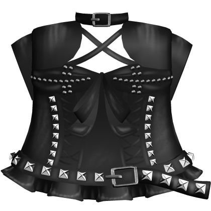 black cutesy gothic dress with studded belt ★