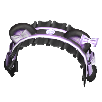 Kawaii Cute Bear Headband w Ruffles Black Purple