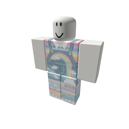 ☁️🍭🌈 Blue Clouds Pastel Rainbow Overalls [-]
