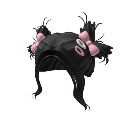 Y2k bun kawaii soft preppy pigtail bangs black Roblox item