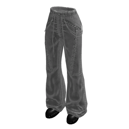 Baggy Pants with Curved Seams (Gray)